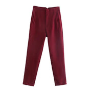 Pantaloni donna Willshela a vita alta con cerniera frontale, gamba dritta full length, stile vintage elegante e chic - Campeda