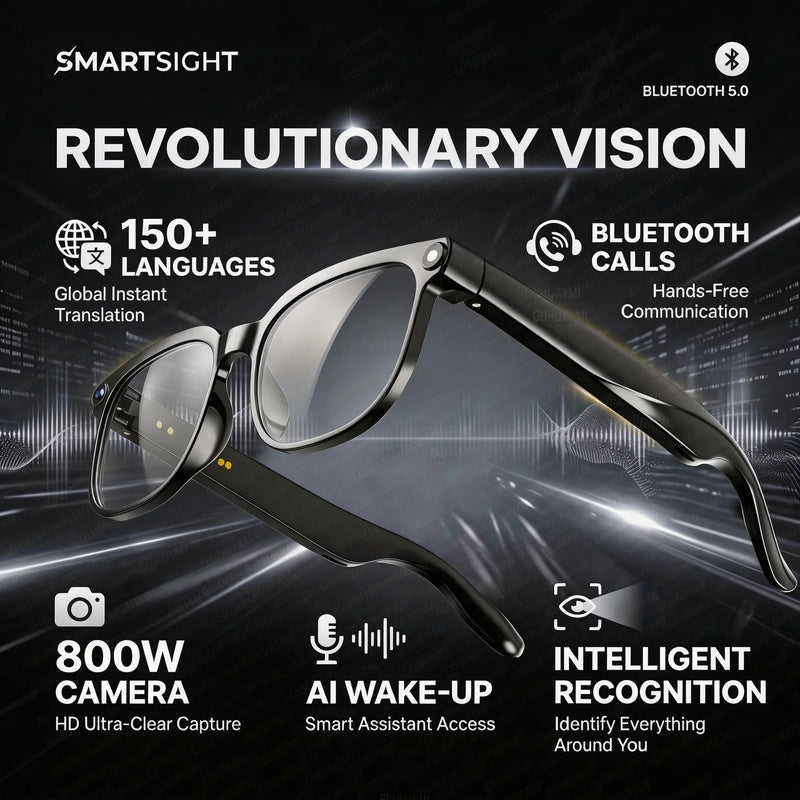 Occhiali Smart 4K 8MP da Uomo con Fotocamera HD Traduzione in oltre 150 - Transparent - immagine 3