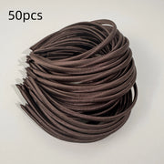 50 pezzi Fasce per capelli in raso di plastica 1 cm Donna Fascia - immagine 11