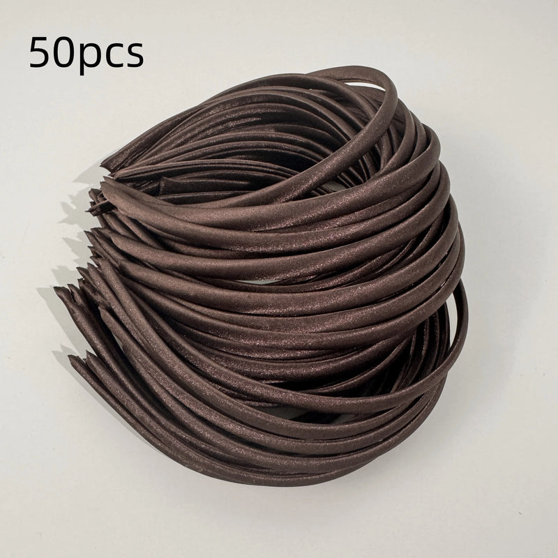 50 pezzi Fasce per capelli in raso di plastica 1 cm Donna Fascia - immagine 11
