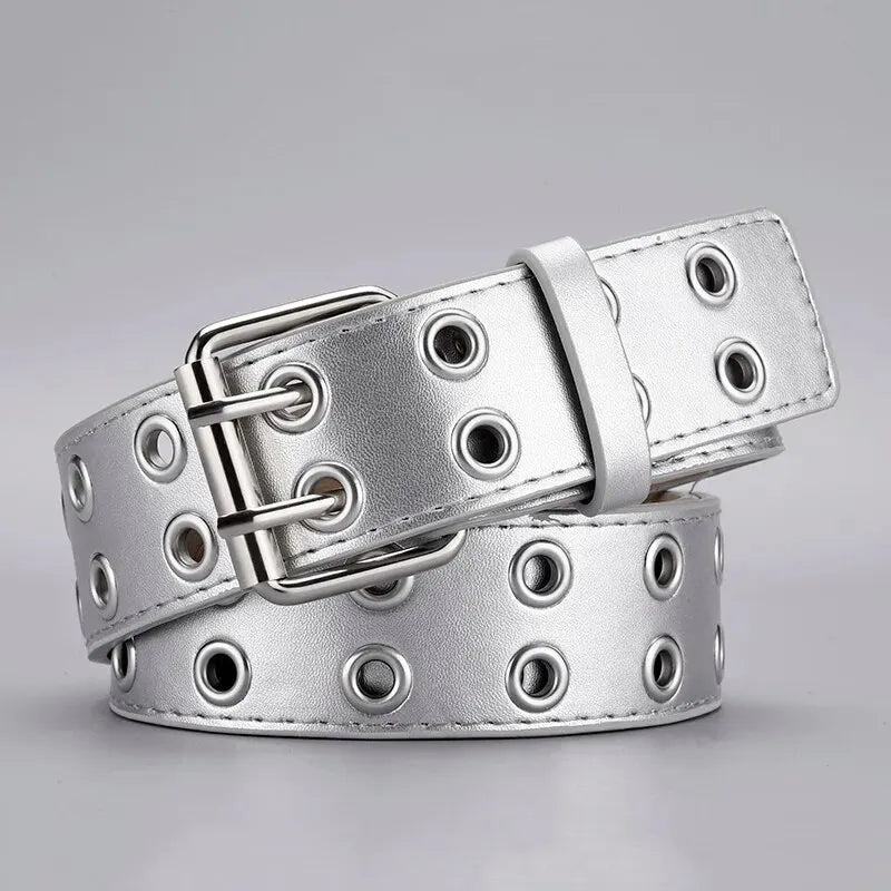 1pc Cintura da donna Tendenza Semplice Doppio Foro uomo Punk Hip Hop Stile - immagine 7