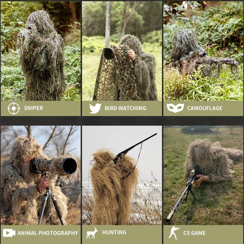 JOAXOR Ghillie Suit Tute da caccia mimetiche con foglie 3D - immagine 6