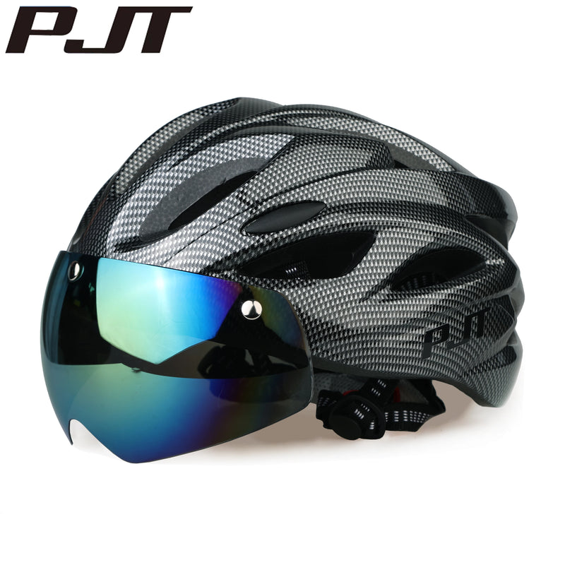 Casco Ciclismo PJT con Occhiali Magnetici – MTB e Strada Ultraleggero con Visiera Rimovibile