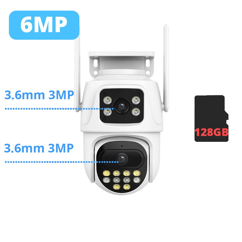 Telecamera IP WIFI da 9 MP Schermo doppio a tre obiettivi con zoom 8X Telecamera PTZ da 6 MP Ai Telecamera di videosorveglianza di sicurezza con tracciamento automatico iCSee