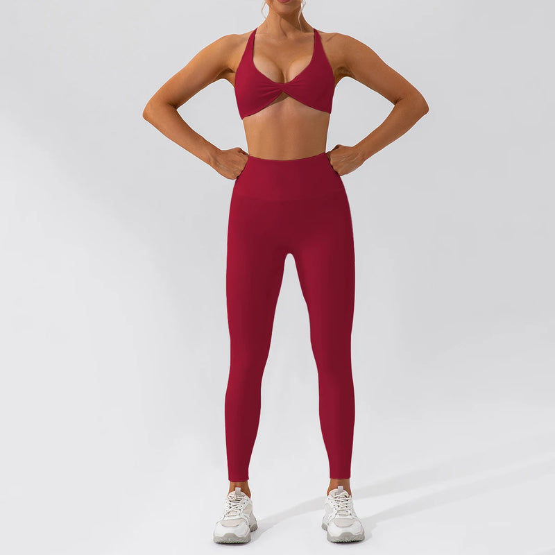 Completo fitness donna 2 pezzi hearuisavy – leggings push up vita alta e top maniche lunghe, traspirante quick dry - Campeda