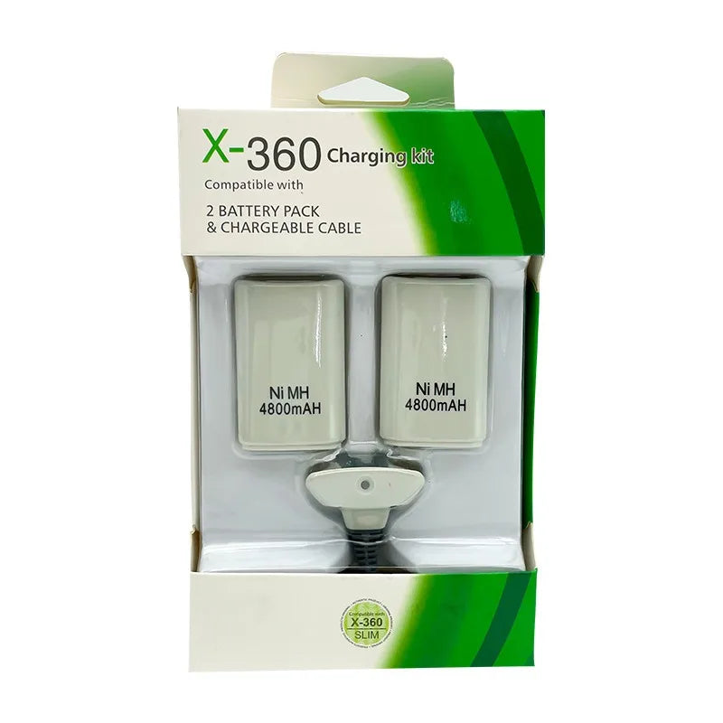 Batteria ricaricabile da 4800 mAh con 1 cavo di ricarica per batterie per gamepad Xbox 360 Batteria per controller wireless