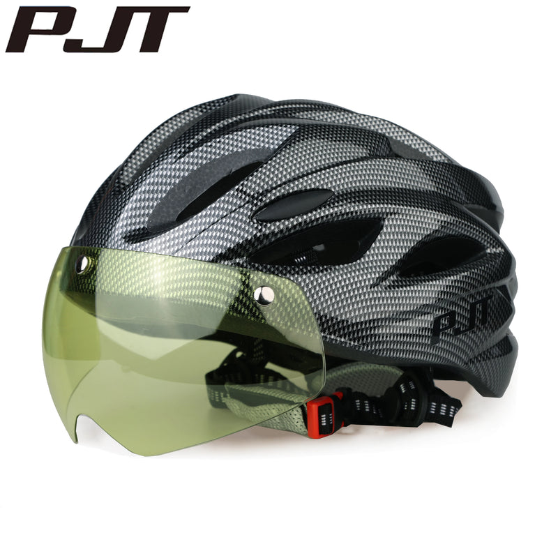 Casco Ciclismo PJT con Occhiali Magnetici – MTB e Strada Ultraleggero con Visiera Rimovibile