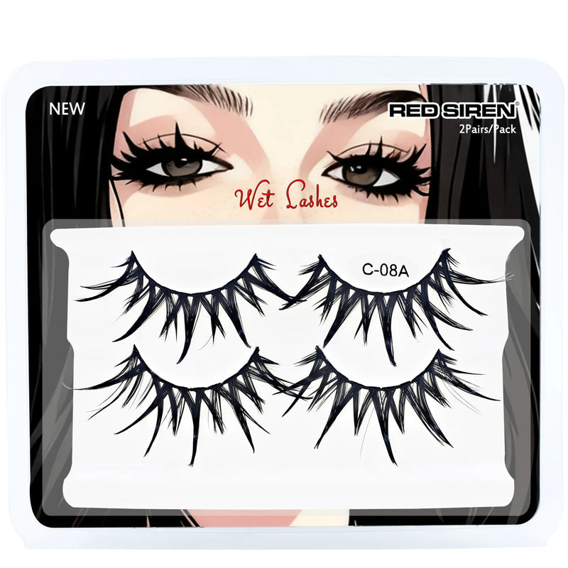 Ciglia finte cosplay 2 paia/pacco a strisce bagnate con punte Manga per trucco - immagine 16
