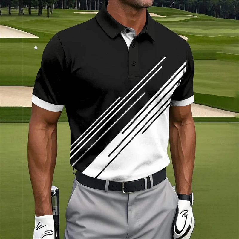 Polo grafiche con linee irregolari semplici per uomo Moda estiva Manica corta da - immagine 7