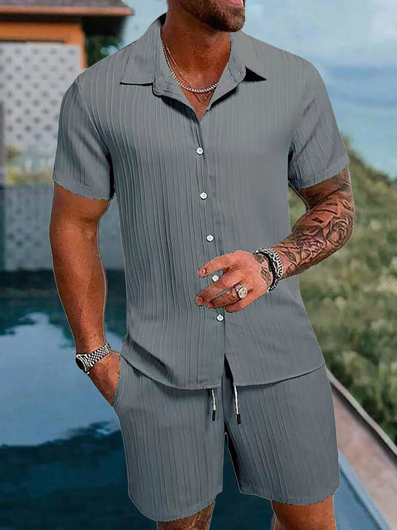 Tuta sportiva uomo 2 pezzi – polo maniche corte e pantaloncini a coulisse leggeri per primavera ed estate