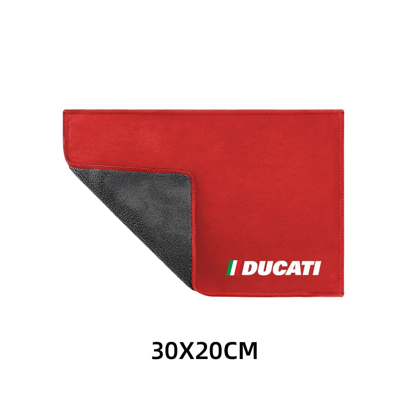 Panno Microfibra Moto Ducati 30x30 cm – Panno Pulizia in Pelle Scamosciata per Panigale, V4, V2, Scrambler, Diavel