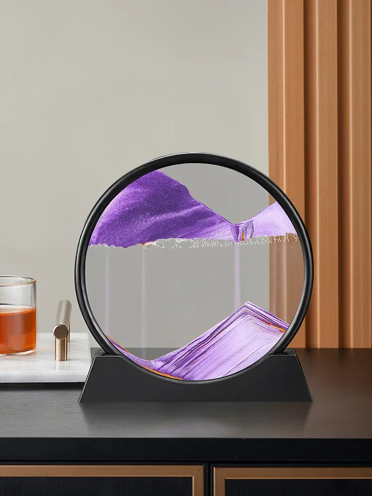 Immagine di arte della sabbia in movimento 3D Vetro rotondo Paesaggio marino profondo Clessidra Sabbie mobili Mestiere che scorre Pittura di sabbia Ufficio Decorazioni per la casa Regalo