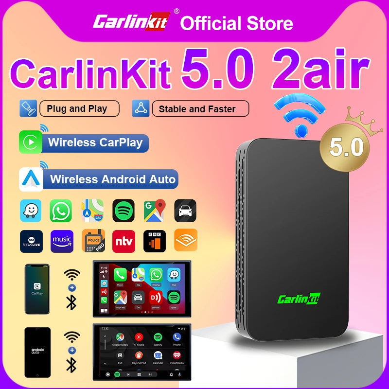 CarlinKit 5.0 Adattatore da Cablato a Wireless per Android Auto