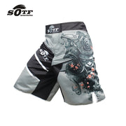 Pantaloncini da boxe fitness sportivi grigi samurai giapponese uomo MMA pretorian