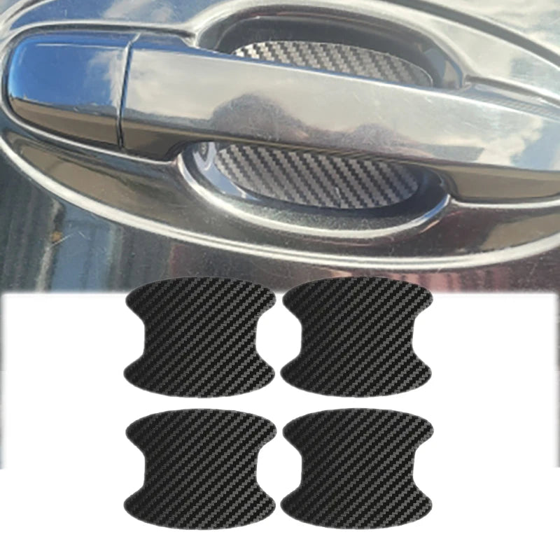 Adesivi Protezione Maniglie Auto 4 Pezzi – Pellicola Antigraffio in PVC Effetto Fibra di Carbonio, Copertura Portiera Universale - Campeda