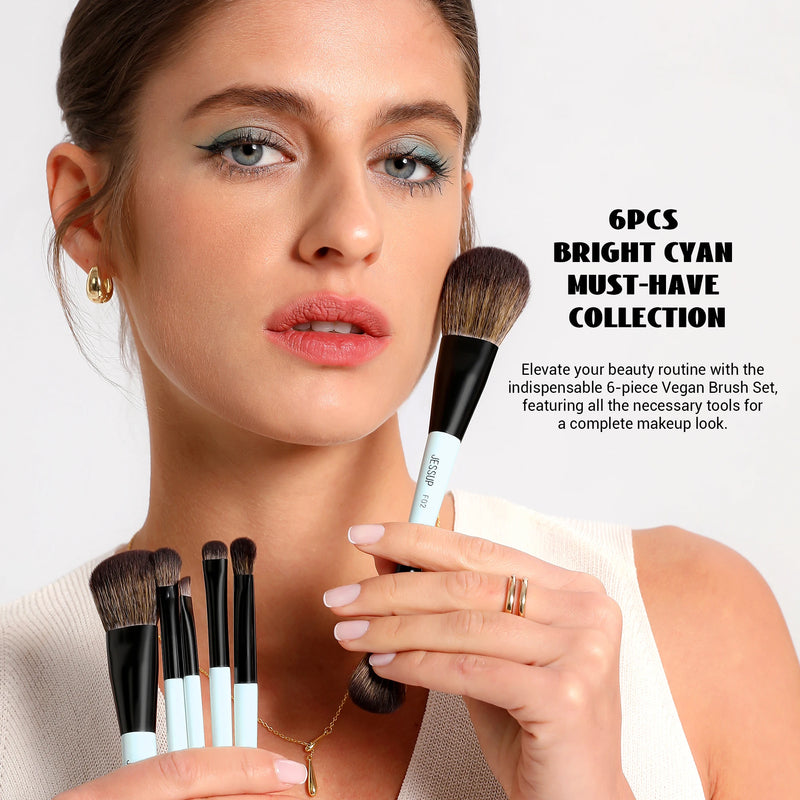 Jessup Set di pennelli per trucco bifacciali Fondotinta Contorno Blush Miscelazione - immagine 5