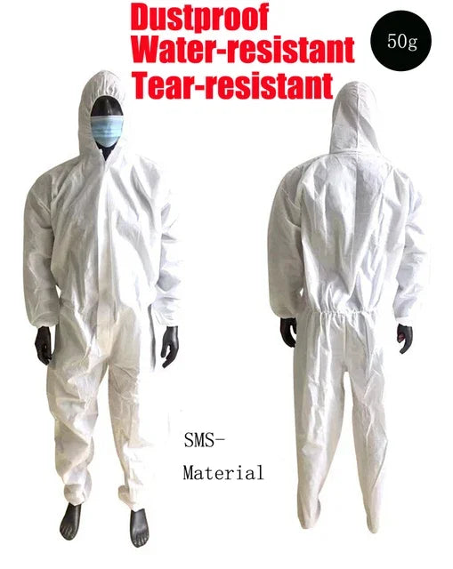 Monouso traspirante antipolvere resistente all'acqua e all'olio Sicurezza sul lavoro - SMS-WHite-50g M - immagine 21