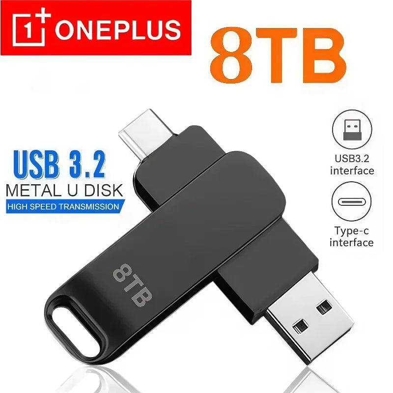 OnePlus 16TB USB 3.2 Trasferimento ad altissima velocità Chiavetta USB impermeabile in metallo 8TB 4TB 2TB Memoria portatile Chiavetta USB per cellulare