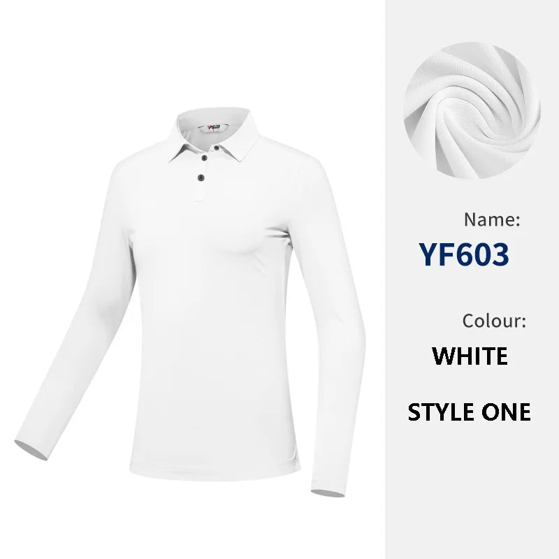 PGM Polo da golf donna ad alta elasticità T-shirt traspirante a maniche lunghe - immagine 14