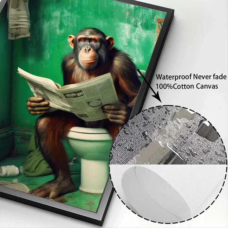 Scimpanzé Elefante Panda Animali Poster Stampa Divertente Arte Immagine da parete Pittura su tela per bagno Toilette Decorazioni per la casa Regalo