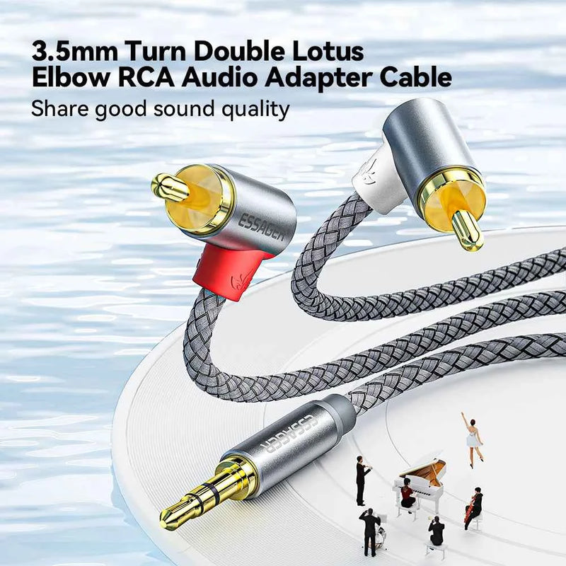 Cavo audio stereo RCA angolare Jack da 3,5 mm a 2RCA Cavo Splitter Adattatore maschio per amplificatori Audio Home Theater Cavo