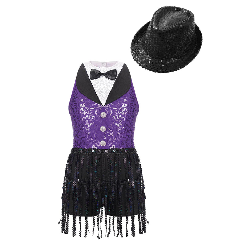 Costume da ballo jazz per bambina senza maniche con nappe e paillettes - immagine 11