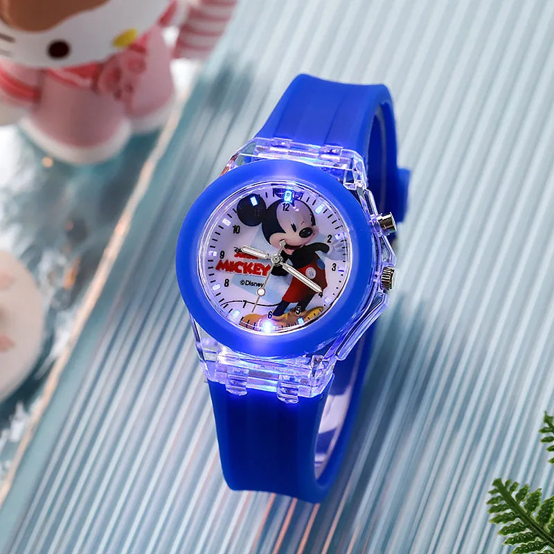 Simpatici orologi per bambini di Topolino Minnie con cinturino in silicone luce flash - XFG-MQ-Deepblue