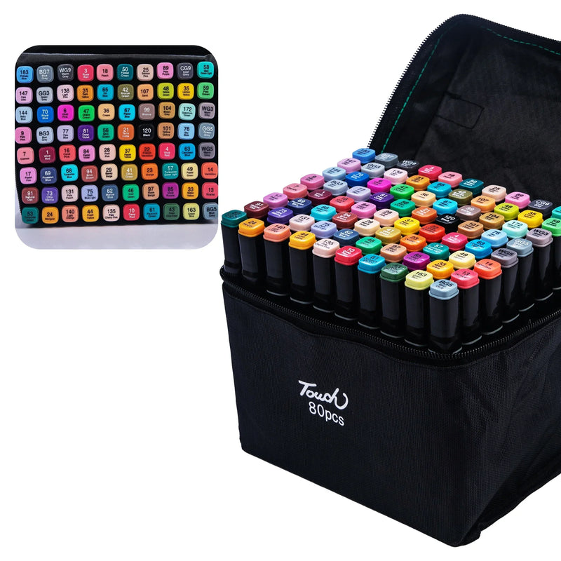 Set di pennarelli artistici oleosi a doppia testa da 24-80 colori per disegnare - 80 colori - immagine 5