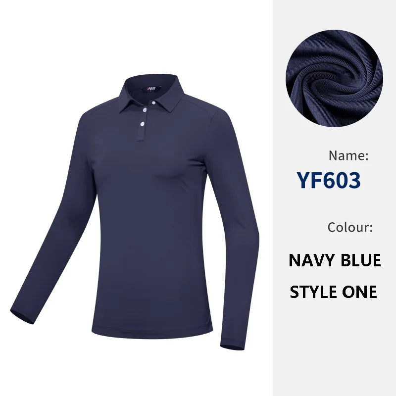 PGM Polo da golf donna ad alta elasticità T-shirt traspirante a maniche lunghe - immagine 13