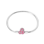 Bracciali in Argento Sterling 925 con Chiusura a Cuore e Catena Serpente - Pink 17 centimetri - immagine 5