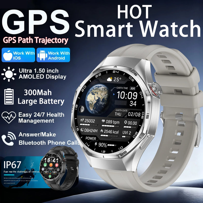 Nuovi Smart Watches6 Max GPS AMOLED Monitoraggio della frequenza cardiaca di fascia alta Chiamata Bluetooth Smartwatch sportivo da uomo impermeabile per Android IOS
