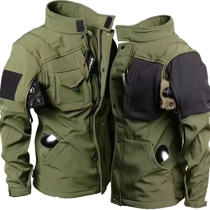 Set tattici impermeabili in pelle di squalo da uomo pile addensato nuove giacche - green clothes M - immagine 16