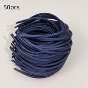50 pezzi Fasce per capelli in raso di plastica 1 cm Donna Fascia - immagine 9