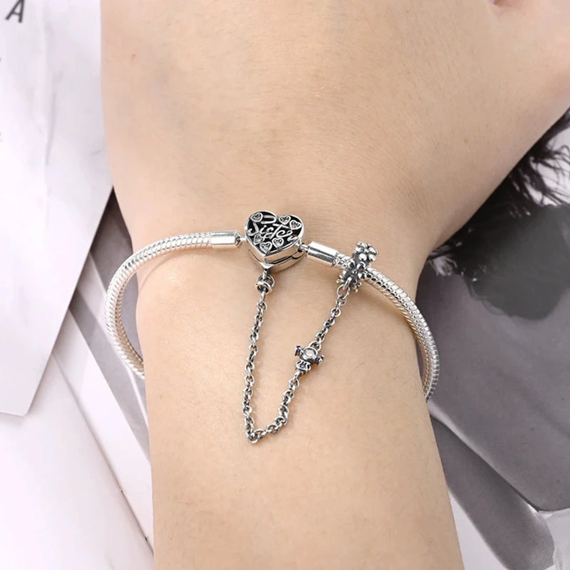 Bracciali in Argento Sterling 925 con Chiusura a Cuore e Catena Serpente - immagine 6