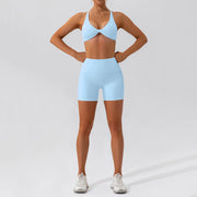 Completo fitness donna 2 pezzi hearuisavy – leggings push up vita alta e top maniche lunghe, traspirante quick dry - Campeda