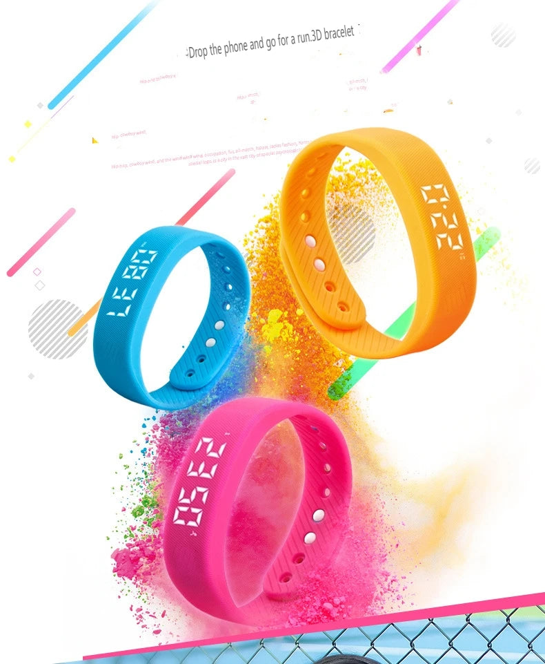 Smartband LED Fitness – Braccialetto Contapassi Impermeabile con Sveglia a Vibrazione