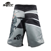 Pantaloncini da boxe fitness sportivi grigi samurai giapponese uomo MMA pretorian - immagine 5
