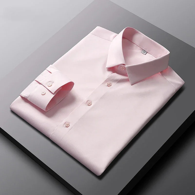 Camicia casual da uomo – smart casual, maniche lunghe, chiusura monopetto, tinta unita