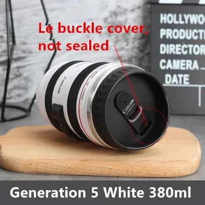 Tazza con obiettivo da caffè EF24-105mm per fotocamera in acciaio inossidabile da 380 ml Tazze da caffè bianche nere Tazze da caffè regalo creativo