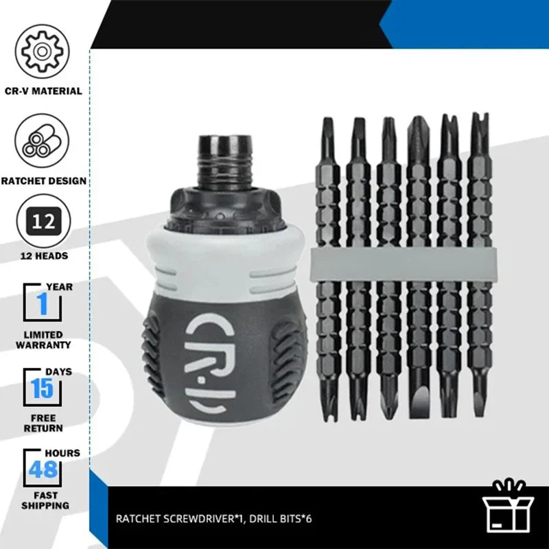 Mini cacciavite di precisione a cricchetto magnetico 13 in 1 utensile manuale telescopico per risparmiare manodopera Testa a doppio scopo con intaglio Phillips