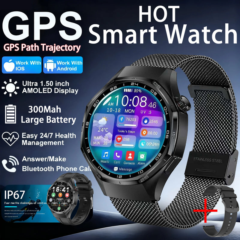 Nuovi Smart Watches6 Max GPS AMOLED Monitoraggio della frequenza cardiaca di fascia alta Chiamata Bluetooth Smartwatch sportivo da uomo impermeabile per Android IOS