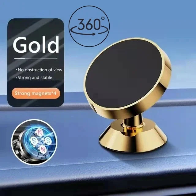 Supporto magnetico per telefono auto universale iPhone Xiaomi Huawei Samsung Adesivo - Gold-Rotate - immagine 15
