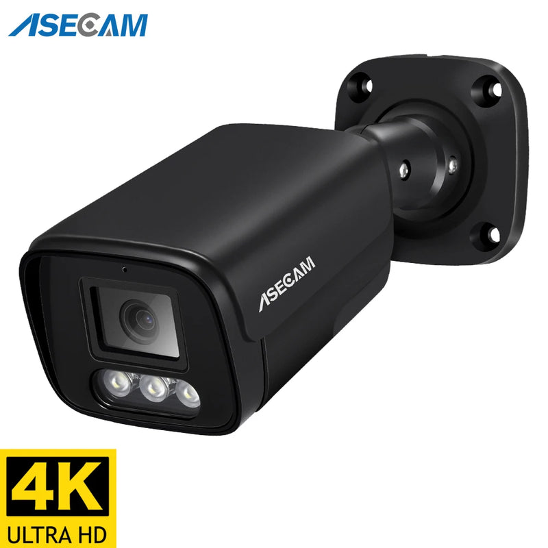 ASECAM 4K 8MP Telecamera IP Audio CCTV Registrazione Esterna POE H.265 Onvif Metallo