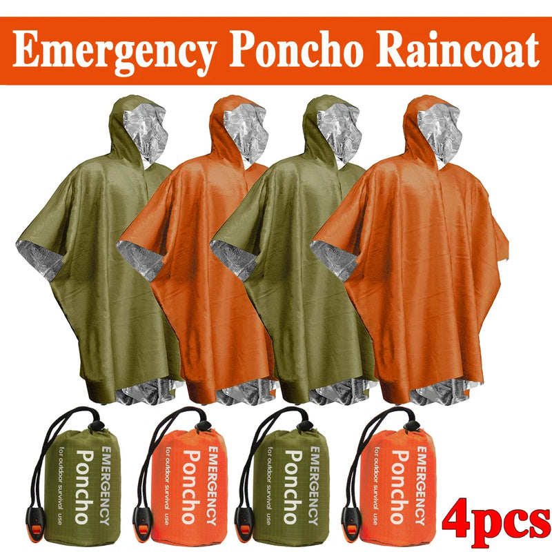 Impermeabile di emergenza Pellicola alluminio Poncho usa e getta Coperte antipioggia