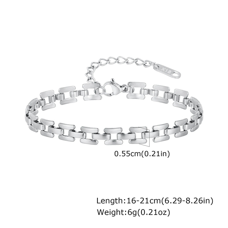 Bracciale a catena da donna color argento bracciali impilabili in acciaio inossidabile - immagine 19