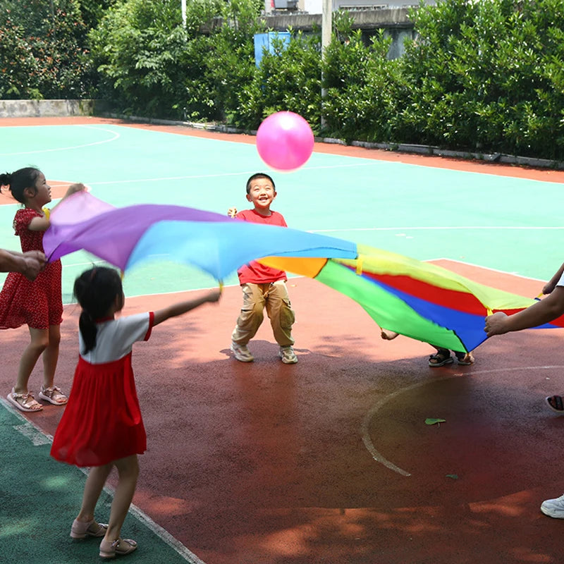 Giochi per bambini all'aperto i bambini giocano con il giocattolo del paracadute arcobaleno 2M 3M 5M attività di lavoro di squadra cooperativo bomboniere divertenti di carnevale per feste