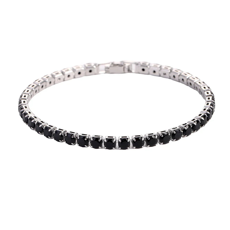 Braccialetti in cristallo di zirconi cubici di lusso Hiphop ghiacciati da 4 mm per donna uomo gioielli a catena con bracciale color argento color oro - Campeda