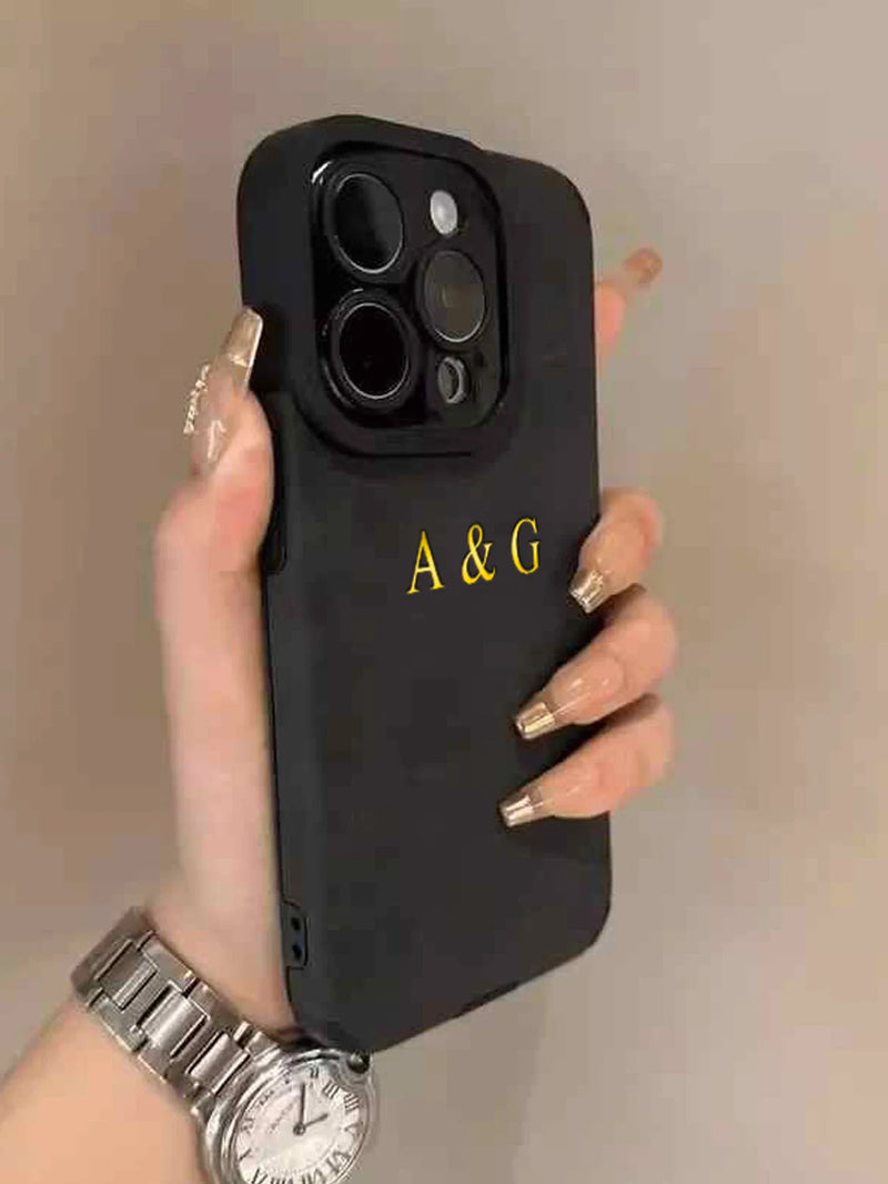 Custodia con nome iniziali personalizzate personalizzate in pelle di agnello di lusso per iPhone 17 16 15 14 13 12 11 Pro Max 17 Air Soft Cover