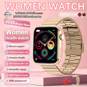 nuove donne uomini AI Smart diagnosi orologio HRV PPG pressione sanguigna - Gold Steel B - immagine 20