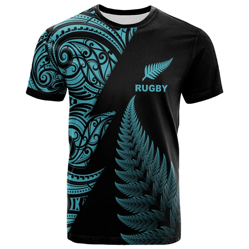 3D Zelanda Maori Palla da rugby Stampa T Shirt Sport Fitness T-shirt ad - immagine 12